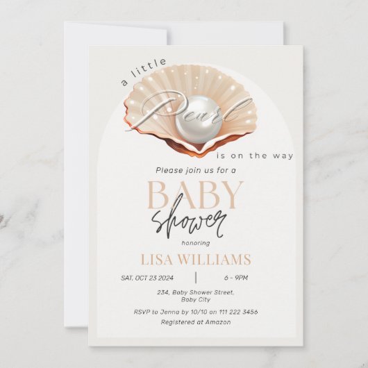 Little Pearl Onderweg onder het Zeeen Baby shower Kaart (Voorkant)