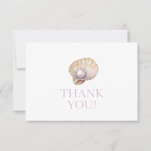 Little Pearl Oyster Baby shower Dank u kaart (Voorkant)