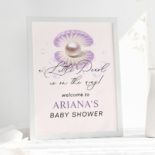 Little Pearl Paarse Shell Ocean Baby shower Poster