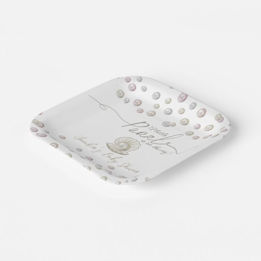 Little Pearl Seashell Onder het Zee Baby shower Papieren Bordje (Gebogen)
