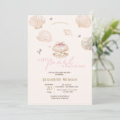 Little Pearl Seashells Beige Baby Shower Kaart (Staand voorkant)