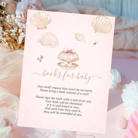Little Pearl Seashells Dots Baby Shower Informatiekaartje