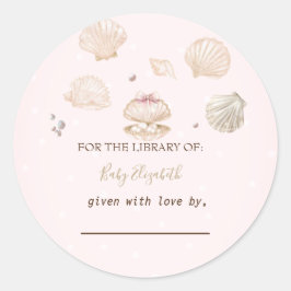 Little Pearl Seashells Dots Baby Shower Ronde Sticker