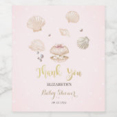 Little Pearl Seashells Dots Baby Shower Wijn Etiket (Enkel label)