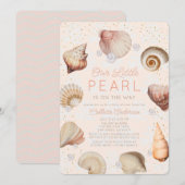 Little Pearl Seashells Roze Meisje Baby shower Kaart (Voorkant / Achterkant)