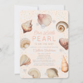 Little Pearl Seashells Roze Meisje Baby shower Kaart (Voorkant)