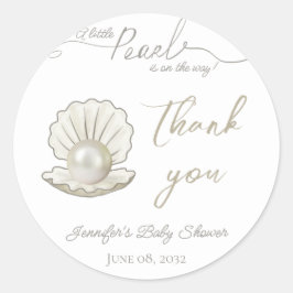 Little Pearl under Zee Pearlcore Baby shower Ronde Sticker
