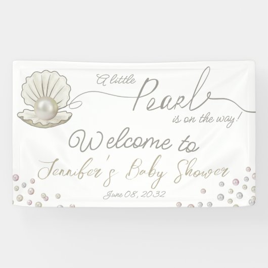 Little Pearl under Zee Pearlcore Baby shower Spandoek (Horizontaal)