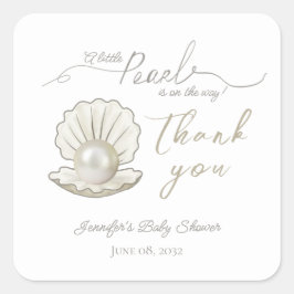 Little Pearl under Zee Pearlcore Baby shower Vierkante Sticker