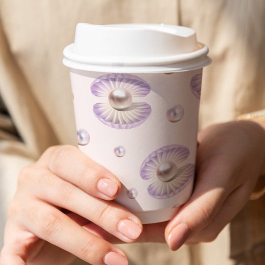 Little Pearl Waterverf Paarse Seashell Baby Showe Papieren Bekers