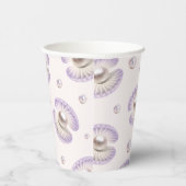 Little Pearl Waterverf Paarse Seashell Baby Showe Papieren Bekers (Rechts)