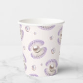 Little Pearl Waterverf Paarse Seashell Baby Showe Papieren Bekers (Voorkant)