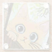 Little Peekaboo Kitten Glazen Onderzetter (Achterkant)