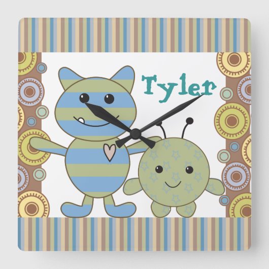 Little Peking Monsters Baby Wall klok (Voorkant)