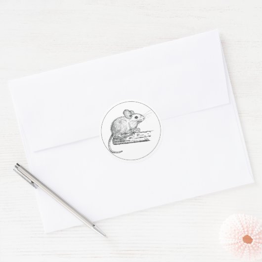 Little Pencil Mouse Ronde Sticker (Envelop)