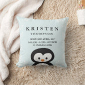 Little Penguin Baby Birth Announcement Pillow Kussen (Deken)
