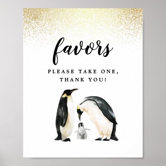 Little Penguin | Baby shower Favors Poster (Voorkant)