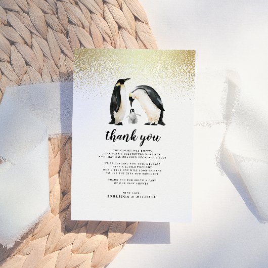 Little Penguin | Baby shower Hartelijk dank Bedankkaart