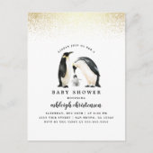 Little Penguin | Baby shower wintergeslacht neutra Uitnodiging Briefkaart (Voorkant)