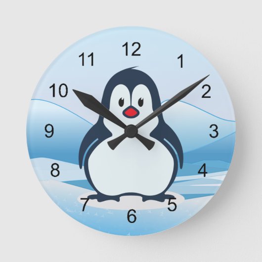 Little Penguin Design Clock Ronde Klok (Voorkant)
