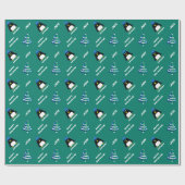 Little Penguin | Eigen naam kerstcadeautje Cadeaupapier (Vlak)