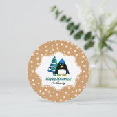 Little Penguin | Eigen naam kerstmis Feestdagenkaart (Staand voorkant)