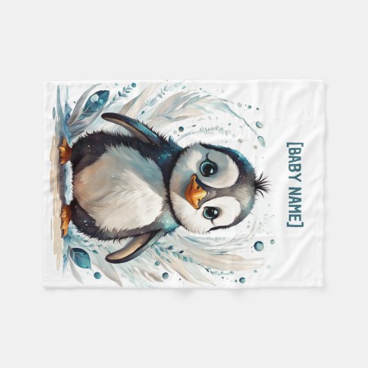 Little Penguin gepersonaliseerd Fleece Deken (Voorkant (Horizontaal))