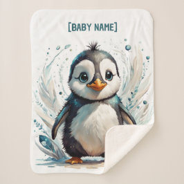 Little Penguin gepersonaliseerd Sherpa Deken