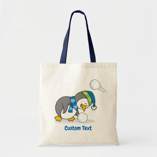 Little penguin getting a snow ball tote bag (Voorkant)