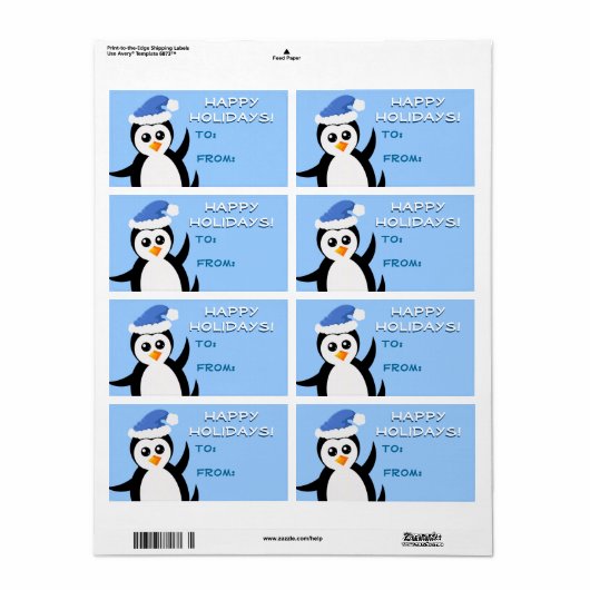 "Little Penguin" Prettige feestdagen Gift Labels (Full Sheet)