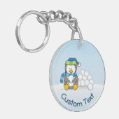 Little Penguin Sitting with Snowball Sleutelhanger (Voorkant Links)
