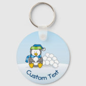 Little Penguin Sitting with Snowball Sleutelhanger (Voorkant)