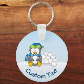 Little Penguin Sitting with Snowball Sleutelhanger (Voorkant)