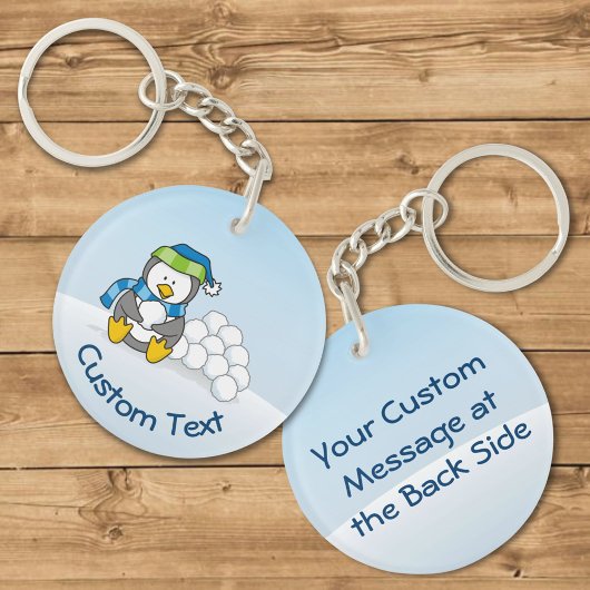 Little Penguin Sitting with Snowball Sleutelhanger