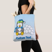 Little penguin sitting with snowballs tote bag (Dichtbij)