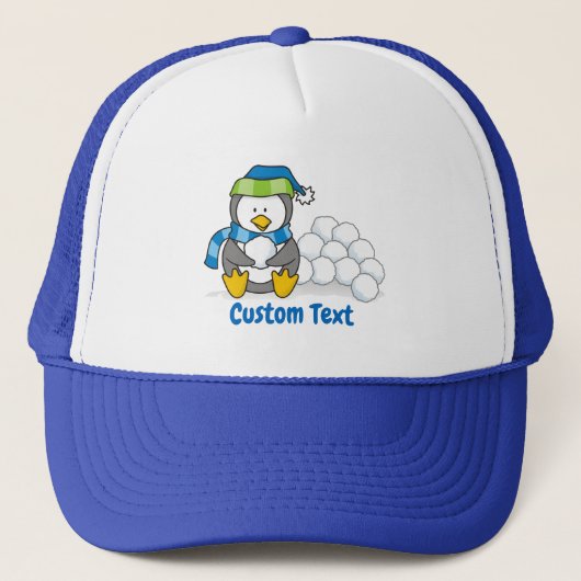 Little penguin sitting with snowballs trucker hat pet (Voorkant)