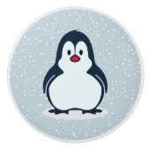 Little Penguin Snowy Design Ceramic Knob. Keramische Knop (Voorkant)