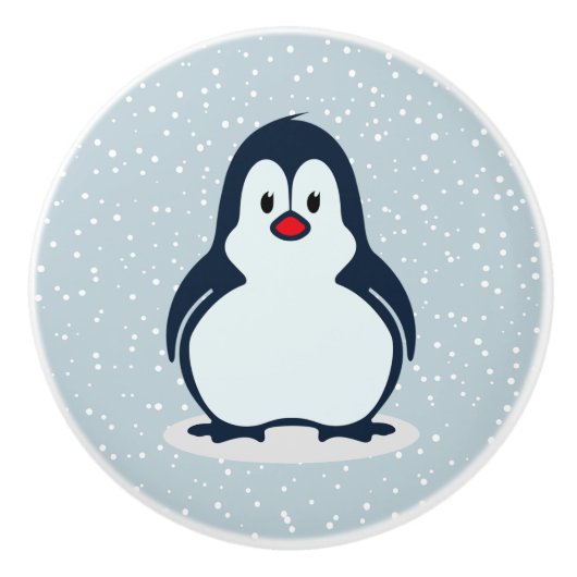 Little Penguin Snowy Design Ceramic Knob. Keramische Knop (Voorkant)