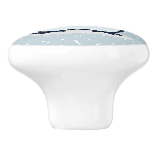 Little Penguin Snowy Design Ceramic Knob. Keramische Knop (Zijkant)