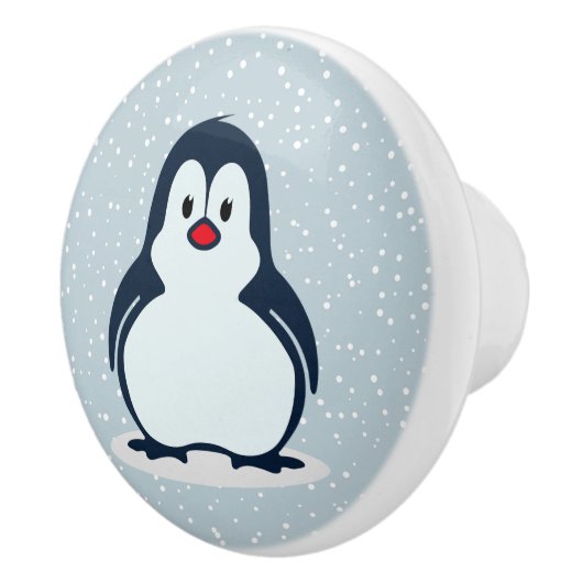 Little Penguin Snowy Design Ceramic Knob. Keramische Knop (Rechts)