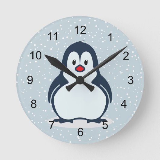 Little Penguin Snowy Design Clock Ronde Klok (Voorkant)