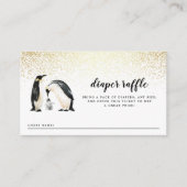 Little Penguin | WinterBaby shower Diaper Raffle Informatiekaartje (Voorkant)