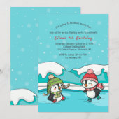 Little Penguins IJsschaatsers Uitnodiging (Voorkant / Achterkant)