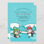 Little Penguins Schaatsers Uitnodiging (Voorkant / Achterkant)