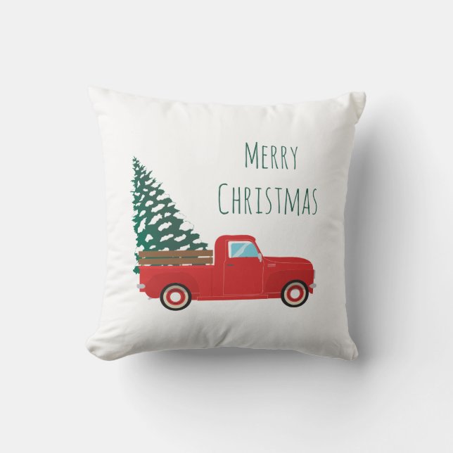 Little Pickup Truck Snow Cover kerstboom Kussen (Voorkant)