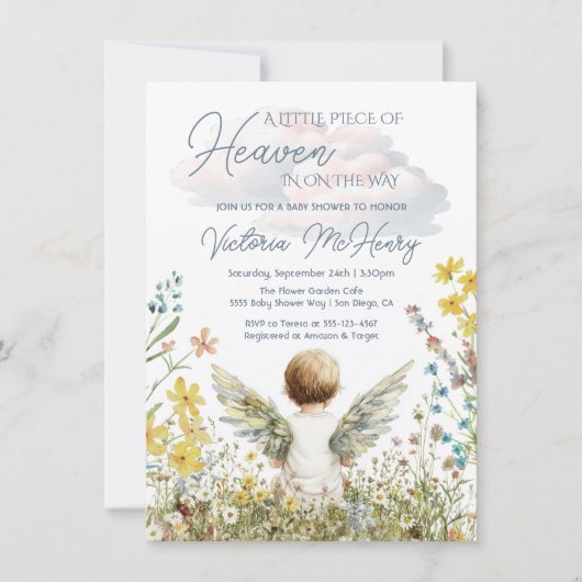 Little Piece of Heaven Angel Baby shower Kaart (Voorkant)