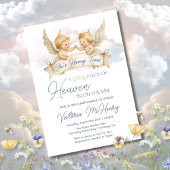 Little Piece of Heaven Angel Twin Baby shower Kaart