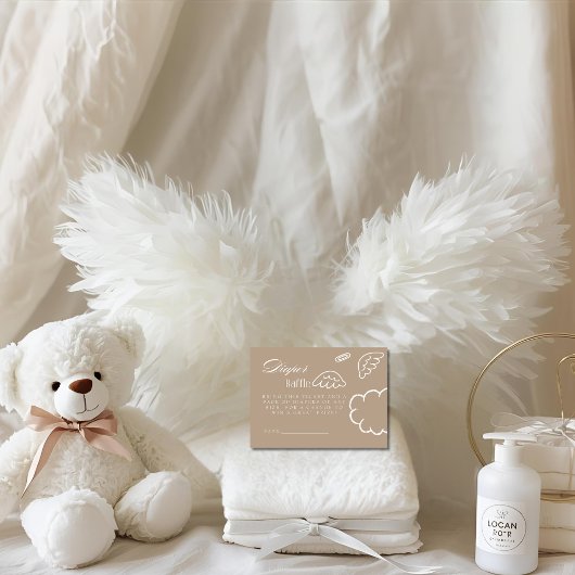 Little Piece of Heaven Beige Diaper Raffle Card Informatiekaartje