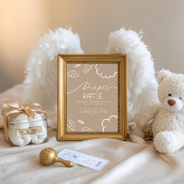 Little Piece of Heaven Beige Diaper Raffle Table Kaart