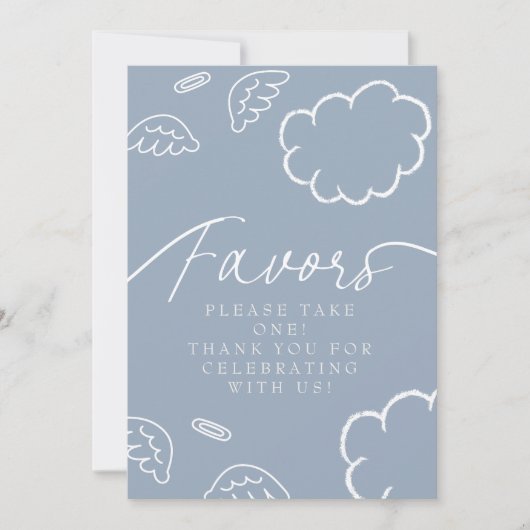 Little Piece of Heaven blue Favors Table Sign   Kaart (Voorkant)